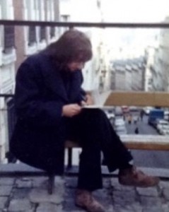 Early scribblings in Montmartre, Paris, 1968. On the ‘hippy trail’ away from Africa. Note the southern African footwear – battered Bata veldskoens. 